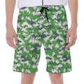 Green And White Digital Camo Print Men's Beach Shorts