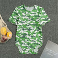 Green And White Digital Camo Print Men's Bodysuit