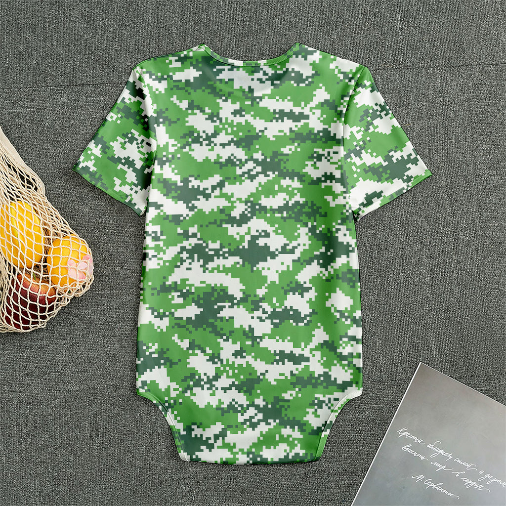 Green And White Digital Camo Print Men's Bodysuit