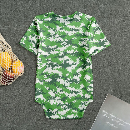 Green And White Digital Camo Print Men's Bodysuit