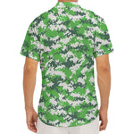 Green And White Digital Camo Print Men's Deep V-Neck Shirt