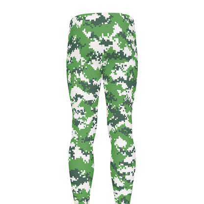 Green And White Digital Camo Print Men's leggings