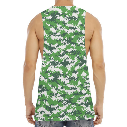 Green And White Digital Camo Print Men's Muscle Tank Top
