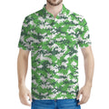 Green And White Digital Camo Print Men's Polo Shirt