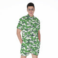 Green And White Digital Camo Print Men's Romper