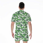 Green And White Digital Camo Print Men's Rompers
