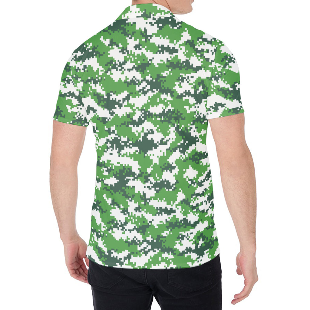 Green And White Digital Camo Print Men's Shirt