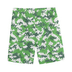 Green And White Digital Camo Print Men's Sports Shorts