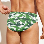 Green And White Digital Camo Print Men's Swim Briefs