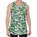 Green And White Digital Camo Print Men's Velvet Tank Top