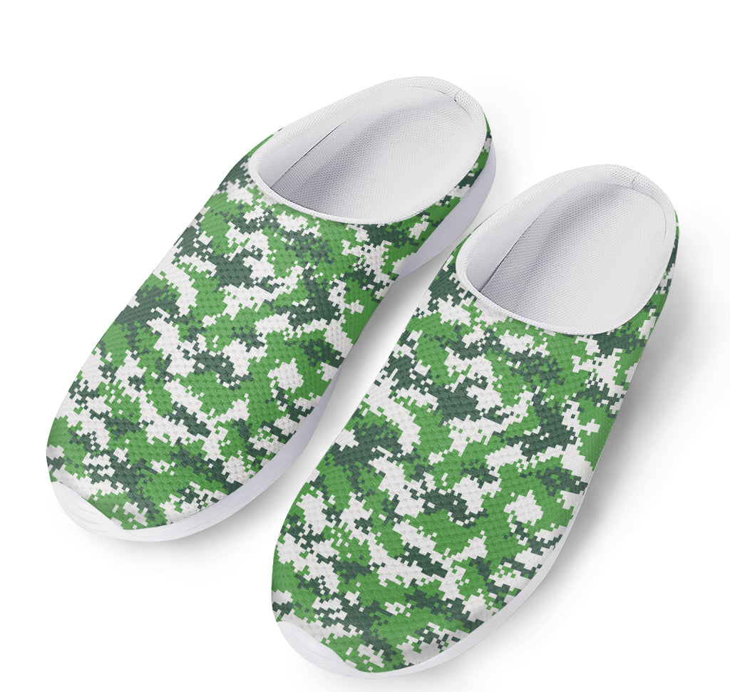 Green And White Digital Camo Print Mesh Casual Shoes