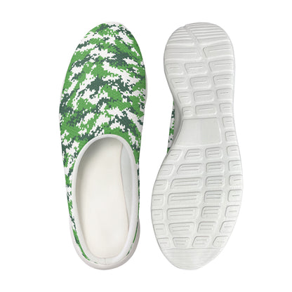 Green And White Digital Camo Print Mesh Casual Shoes
