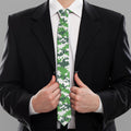 Green And White Digital Camo Print Necktie