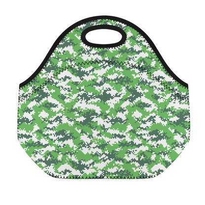 Green And White Digital Camo Print Neoprene Lunch Bag