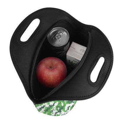 Green And White Digital Camo Print Neoprene Lunch Bag
