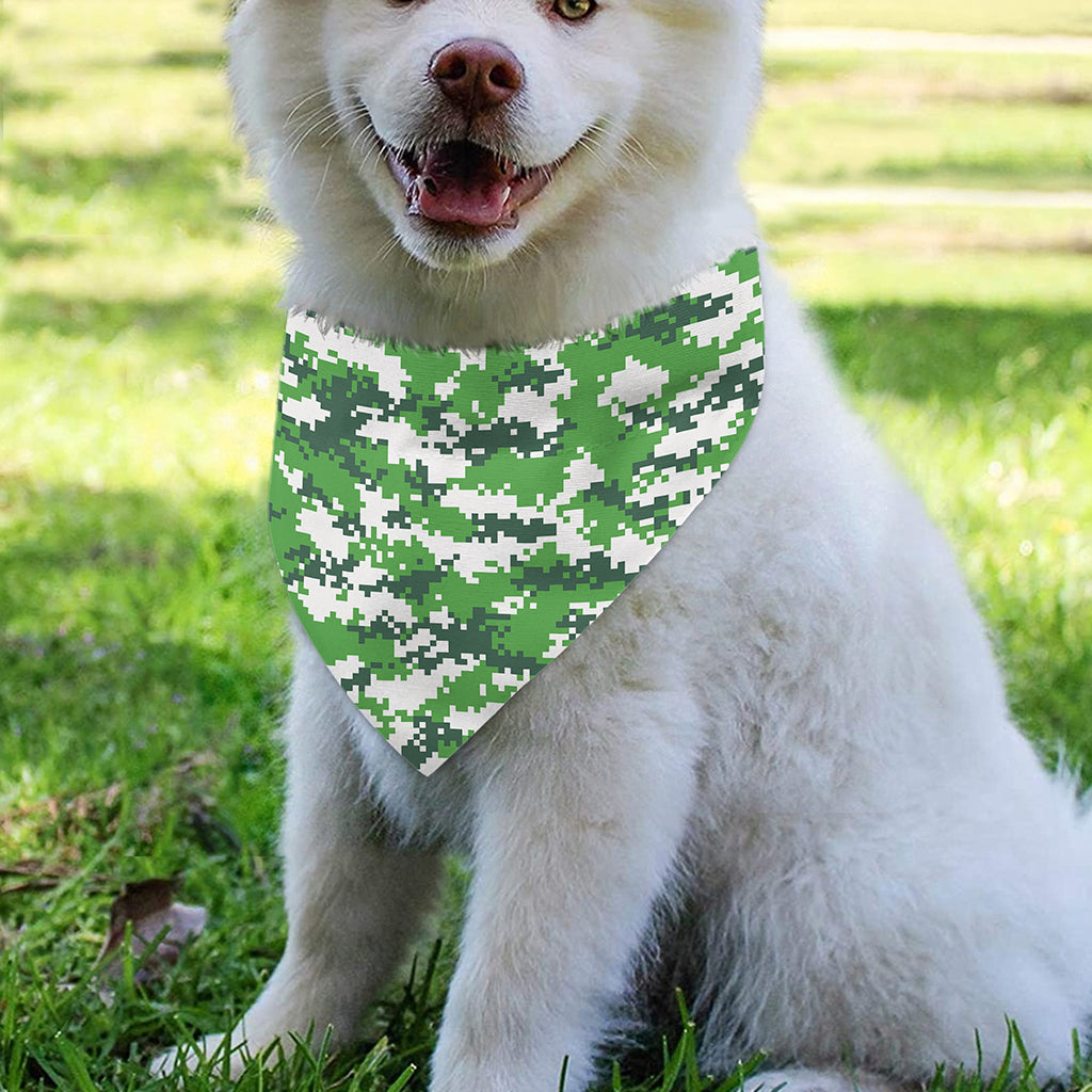 Green And White Digital Camo Print Over The Collar Dog Bandana