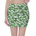 Green And White Digital Camo Print Pencil Mini Skirt