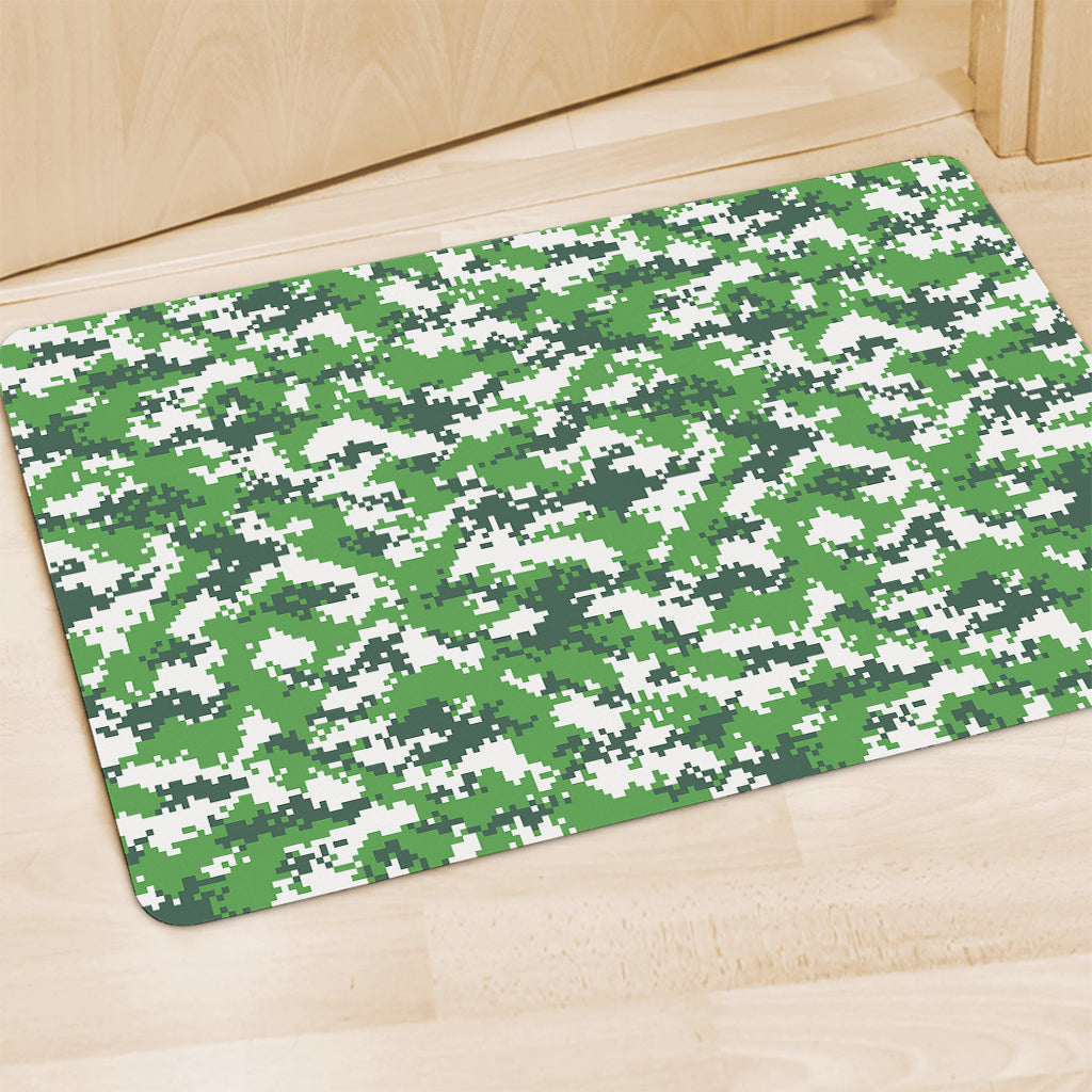 Green And White Digital Camo Print Polyester Doormat