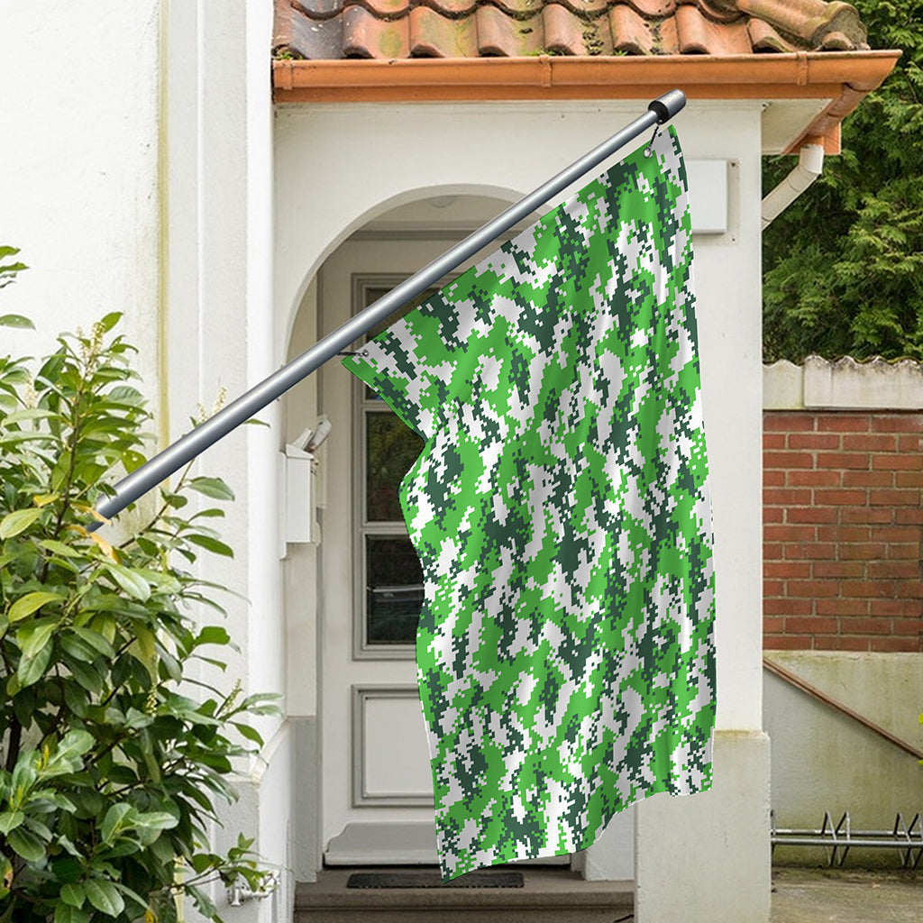 Green And White Digital Camo Print Polyester Flag