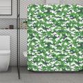 Green And White Digital Camo Print Polyester Shower Curtain