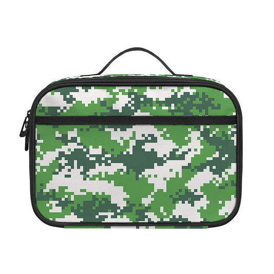 Green And White Digital Camo Print Portable Lunch Bag