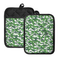 Green And White Digital Camo Print Pot Holders With Pocket