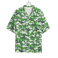 Green And White Digital Camo Print Rayon Hawaiian Shirt