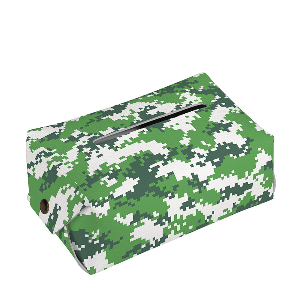 Green And White Digital Camo Print Rectangle Tissue Box Cover