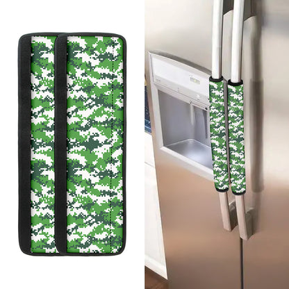 Green And White Digital Camo Print Refrigerator Handle Covers