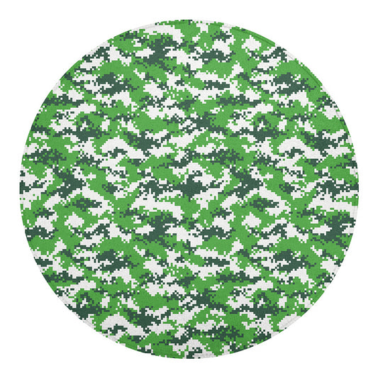 Green And White Digital Camo Print Round Blanket