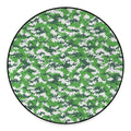 Green And White Digital Camo Print Round Floor Mat