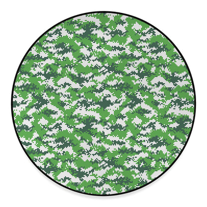 Green And White Digital Camo Print Round Floor Mat