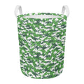 Green And White Digital Camo Print Round Laundry Basket