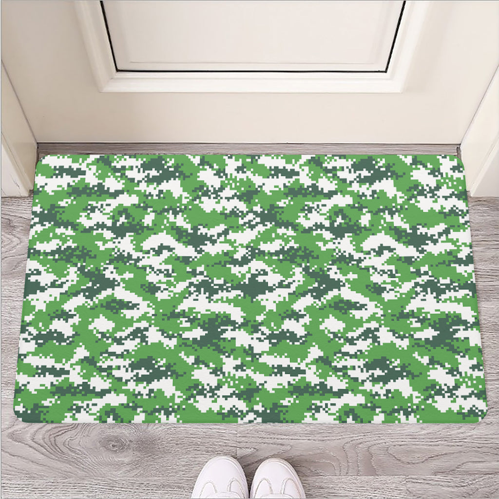 Green And White Digital Camo Print Rubber Doormat