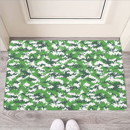 Green And White Digital Camo Print Rubber Doormat