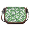 Green And White Digital Camo Print Saddle Bag