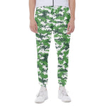 Green And White Digital Camo Print Scuba Joggers