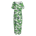 Green And White Digital Camo Print Short Sleeve Long Nightdress