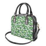 Green And White Digital Camo Print Shoulder Handbag