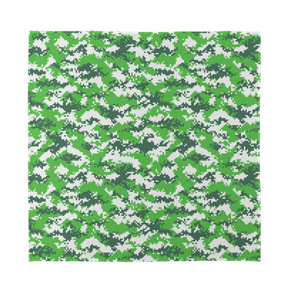 Green And White Digital Camo Print Silk Bandana