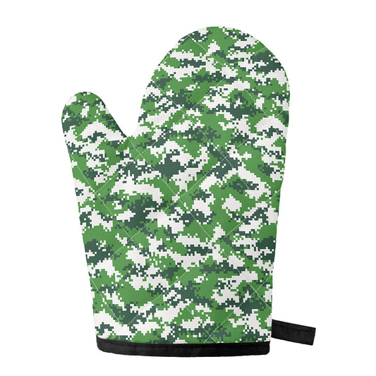 Green And White Digital Camo Print Single Oven Mitt