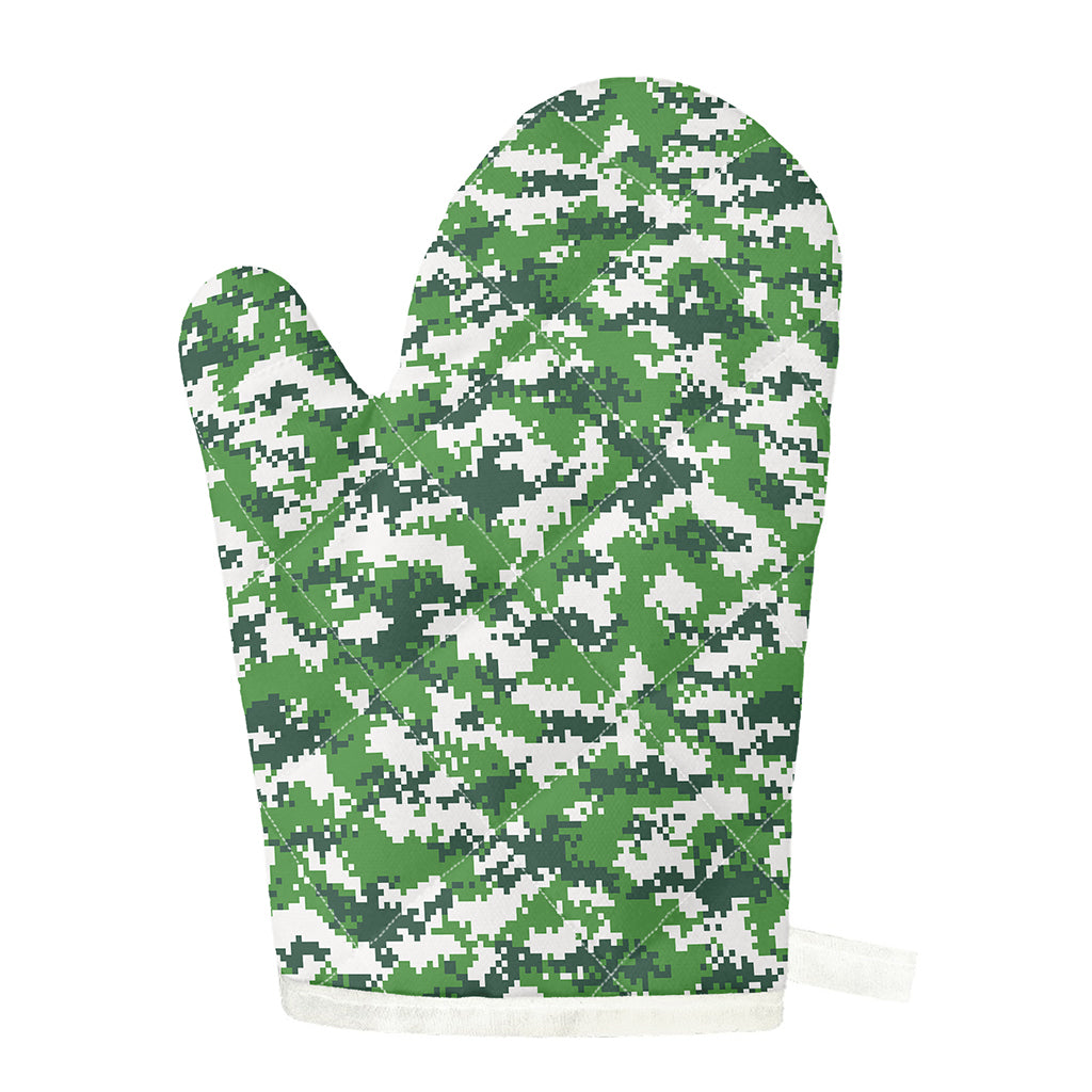 Green And White Digital Camo Print Single Oven Mitt