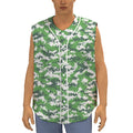 Green And White Digital Camo Print Sleeveless Baseball Jersey