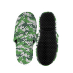 Green And White Digital Camo Print Slippers