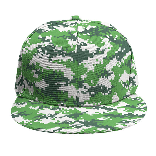 Green And White Digital Camo Print Snapback Cap