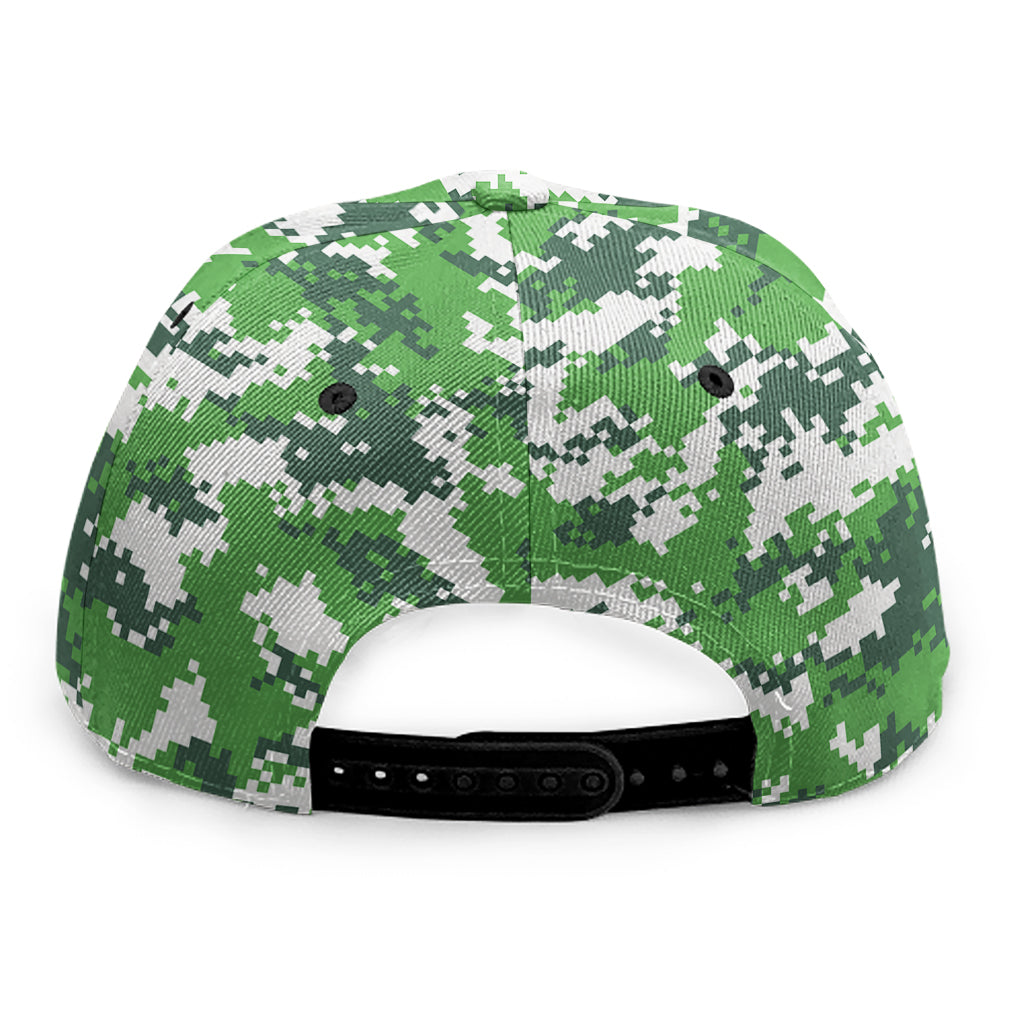 Green And White Digital Camo Print Snapback Cap