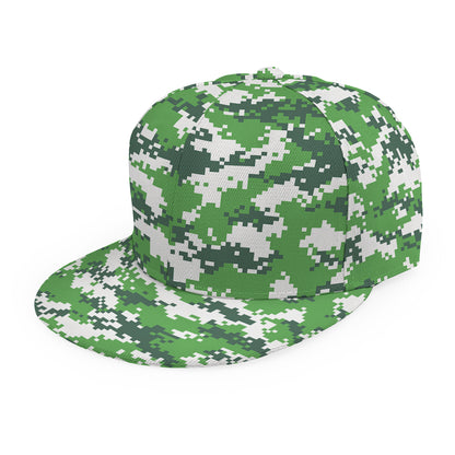 Green And White Digital Camo Print Snapback Cap