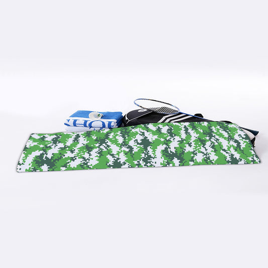 Green And White Digital Camo Print Sports Towel