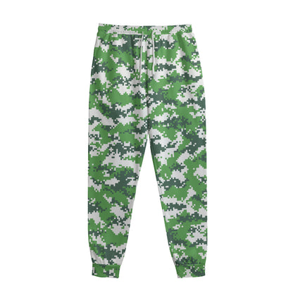 Green And White Digital Camo Print Sweatpants