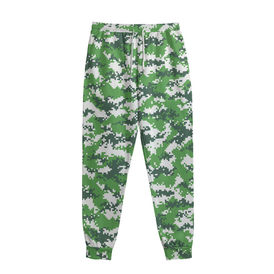 Green And White Digital Camo Print Sweatpants